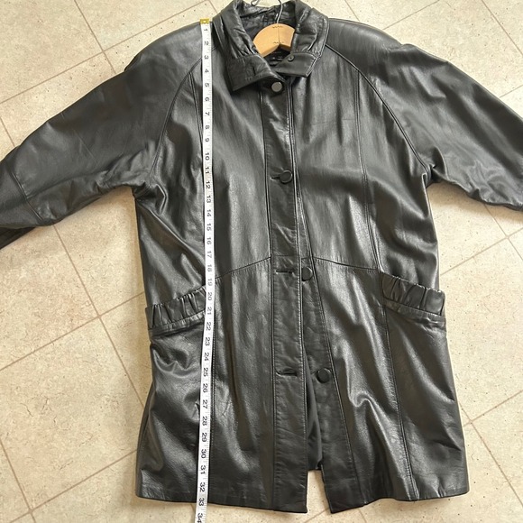 Vintage Pelle Leather Jacket Black Button Front Classic Style - Men's Small - Picture 8 of 9